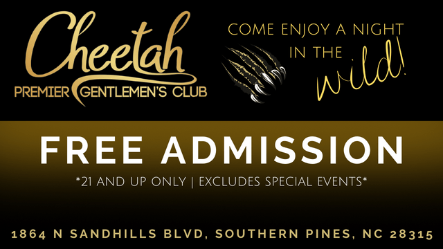 Cheetah Southern Pines free admission